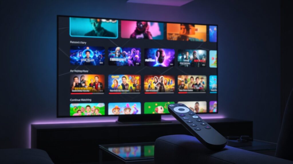 Setting up IPTV on Google TV with a content grid and voice remote