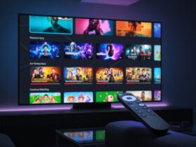 Setting up IPTV on Google TV with a content grid and voice remote